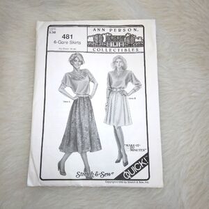 STRETCH & SEW 481 Six Gore Skirt Hip Size 32-48, Ann Person Collectibles